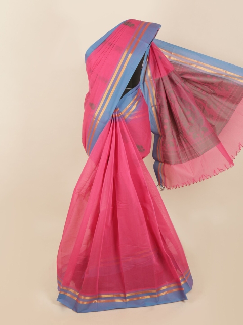 

Pothys Pink & Blue Woven Design Zari Saree