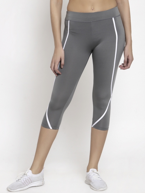 

MAKCLAN Women Grey Solid Three-Fourth Tights