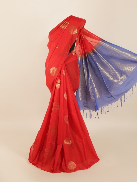 

Pothys Red & Blue Woven Design Saree