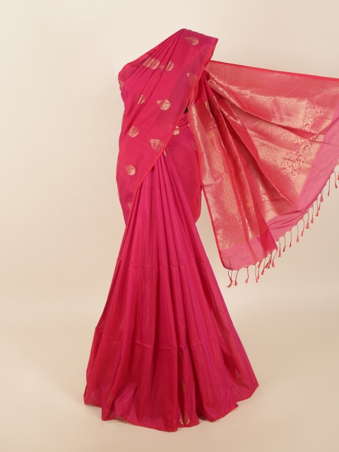 

Pothys Pink & Gold-Toned Ethnic Motifs Zari Silk Blend Saree
