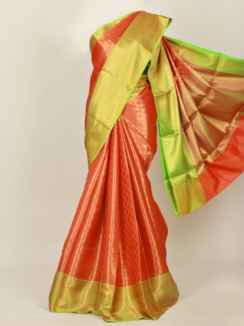 

Pothys Orange & Green Woven Design Zari Art Silk Banarasi Saree