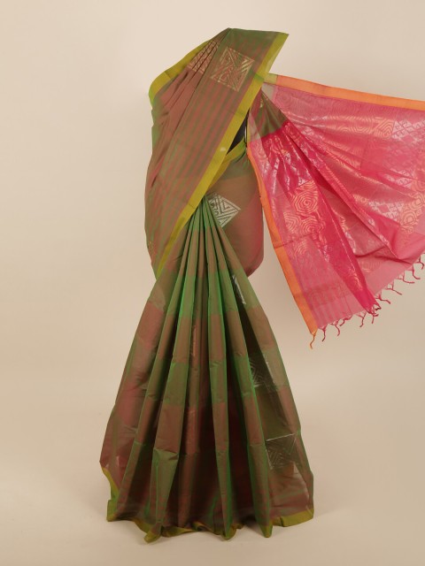 

Pothys Green & Pink Woven Design Saree