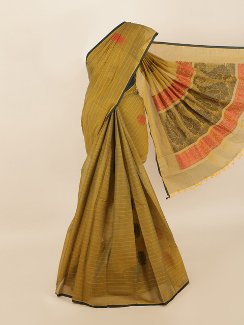 

Pothys Olive Green & Red Woven Design Saree