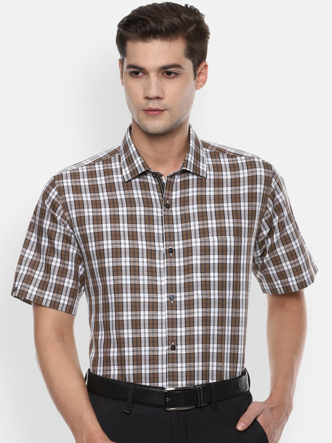 

Van Heusen Men Brown Checked Formal Shirt