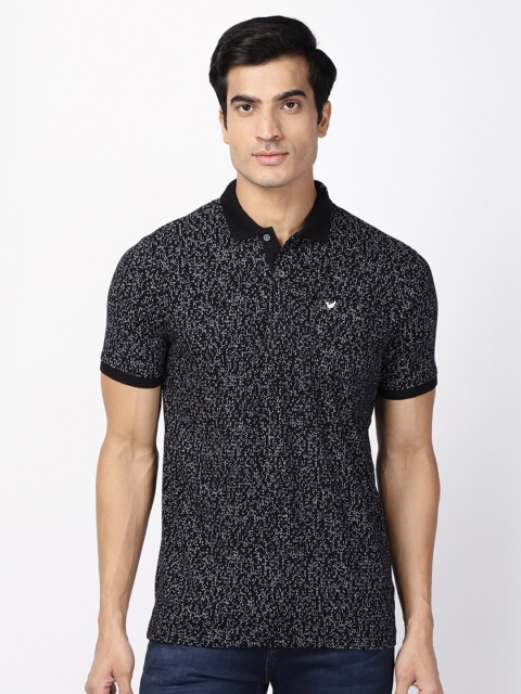 

Blackberrys Men Black Printed Polo Collar Slim Fit Pure Cotton T-shirt