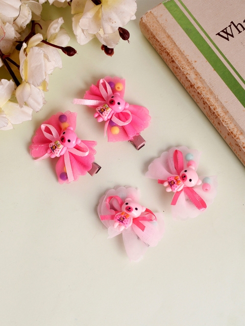 

Silvermerc Designs Girls Pink Set of 4 Lace Alligator Hair Clip