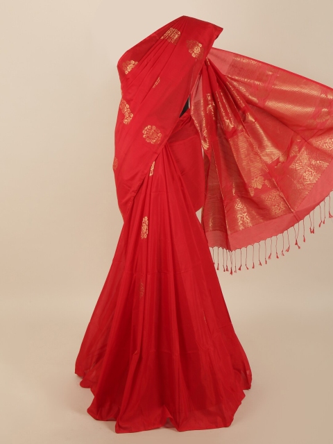 

Pothys Red & Gold-Toned Woven Design Zari Silk Blend Saree