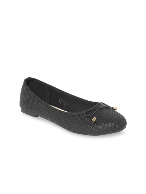 

Forever Glam by Pantaloons Women Black Textured Ballerinas with Bows Flats