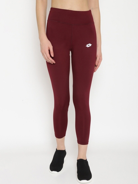 

Lotto Women Maroon Solid Ankle-Length Leggings