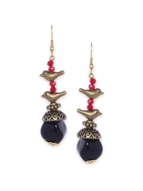 Fabindia Black & Gold-Toned Contemporary Drop Earrings