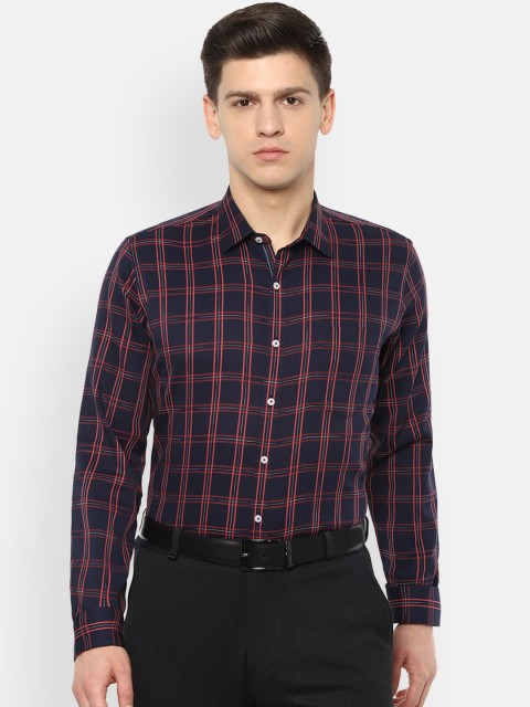 

Van Heusen Men Navy Blue Slim Fit Checked Casual Shirt