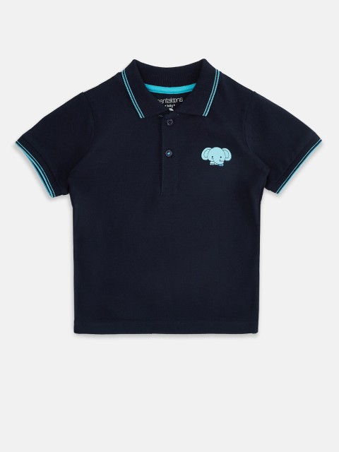 

Pantaloons Baby Boys Navy Blue Polo Collar Applique T-shirt