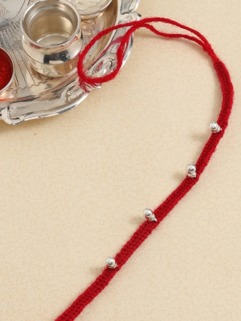 

ADORN by Nikita Ladiwala Womens Silver & Red Sterling Ghunghroo Rakhi
