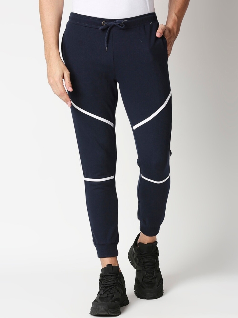 

Bewakoof Men Blue & White Colourblocked Joggers