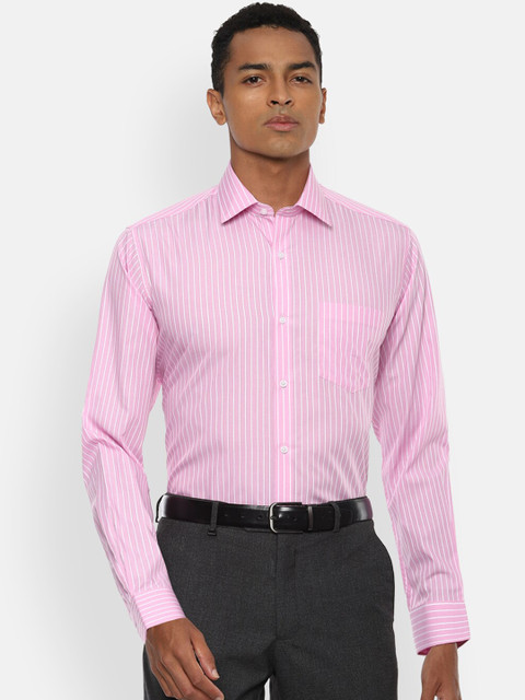 

Van Heusen Men Pink Striped Regular Fit Formal Shirt