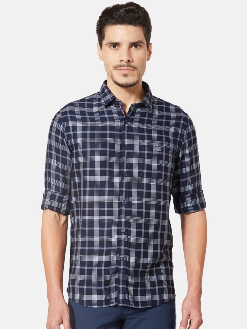 

J Hampstead Men Navy Blue Slim Fit Casual Shirt