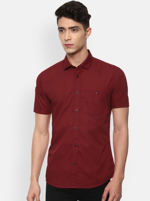 

Louis Philippe Jeans Men Maroon Slim Fit Cotton Casual Shirt