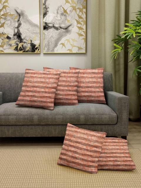 

KLOTTHE Rust & Grey Set of 5 Square Cushion Covers