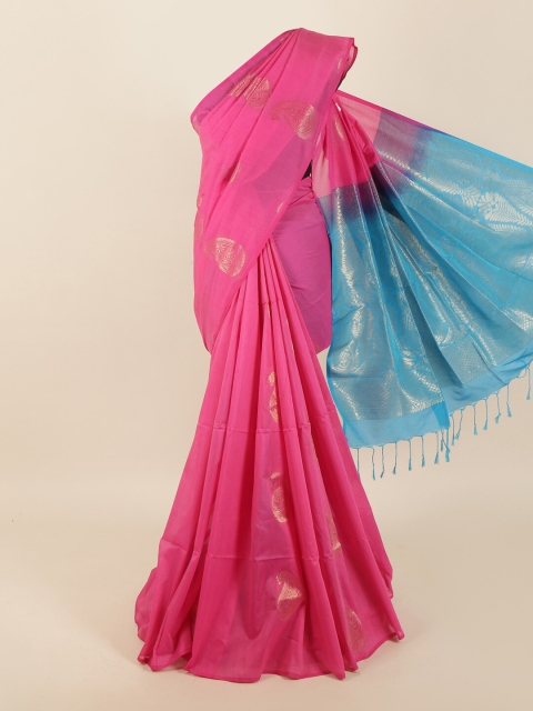 

Pothys Pink & Blue Woven Design Silk Blend Saree