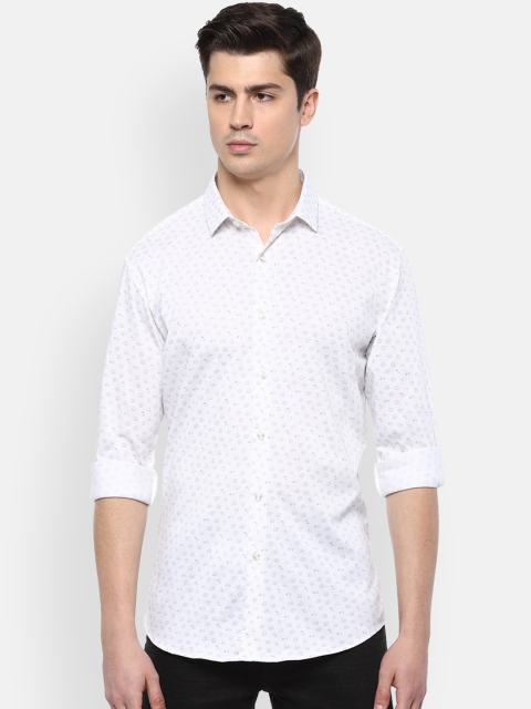 

V Dot Men White Slim Fit Micro Ditsy Printed Casual Shirt