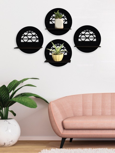 

RANDOM Set of 4 Black MDF Basic Wall Shelf