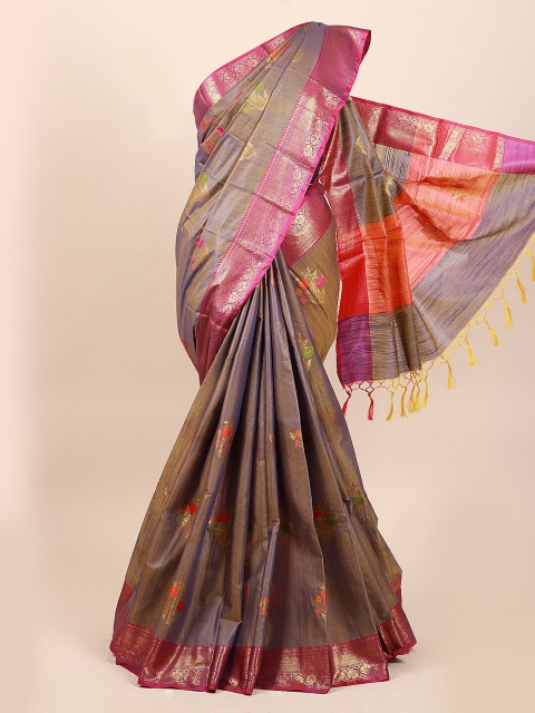

Pothys Gold-Toned & Pink Woven Design Saree