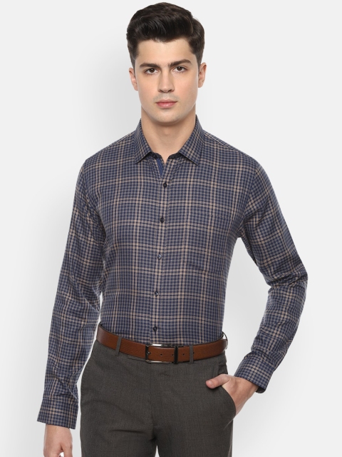 

Van Heusen Men Navy Blue Slim Fit Checked Casual Shirt