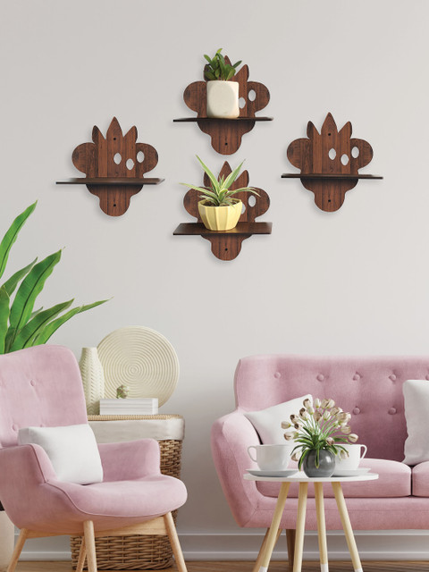 

RANDOM Brown Set of 4 MDF Basic Wall Shelves