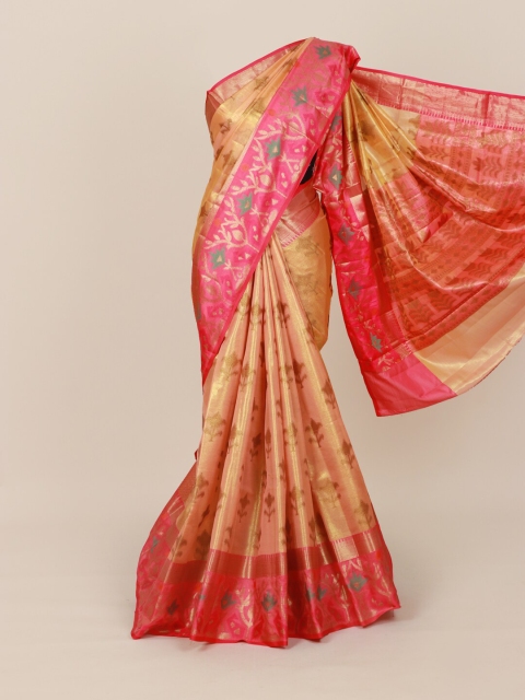 

Pothys Peach-Coloured & Pink Ethnic Motifs Art Silk Banarasi Saree