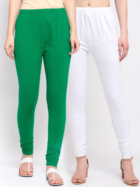 

KLOTTHE Women Pack Of 2 Solid Cotton Churidar-Length Leggings, White
