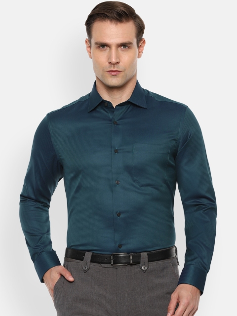 

Louis Philippe Men Green Self Design Formal Shirt