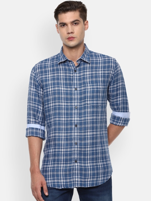 

Van Heusen Men Blue Slim Fit Checked Casual Shirt