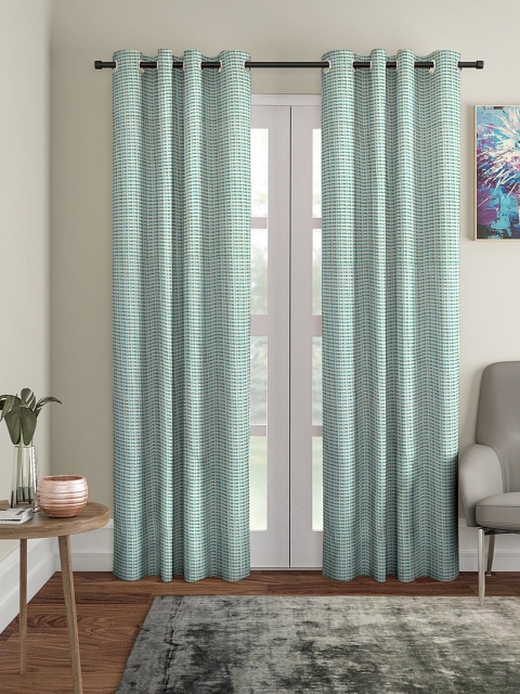 

BLANC9 Green & Yellow Set of 2 Striped Long Door Curtain