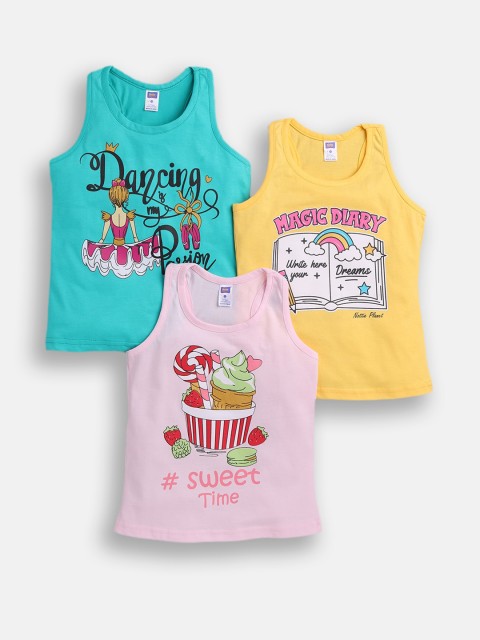

Nottie Planet Girls Multicoloured Typography 3 Printed T-shirt, Multi