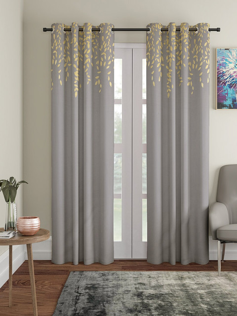 

BLANC9 Grey & Gold-Toned Set of 2 Quirky Long Door Curtain