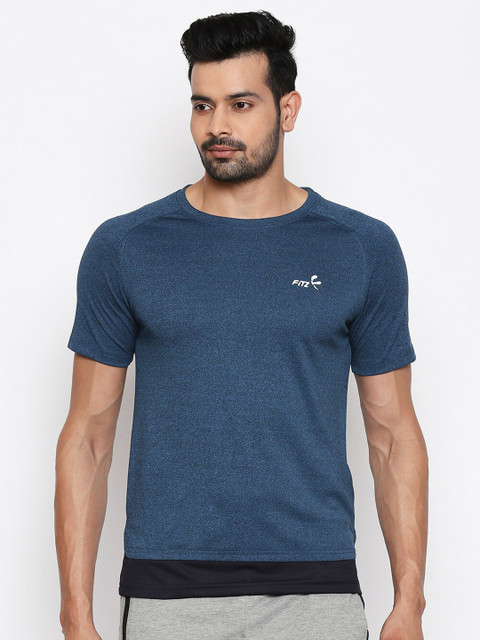 

FiTZ Men Teal Slim Fit Training or Gym T-shirt