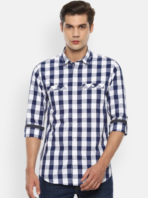 

Louis Philippe Jeans Men Blue & White Slim Fit Gingham Checked Casual Shirt