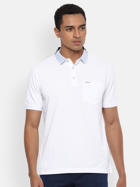 

Van Heusen Men White Polo Collar Solid T-shirt