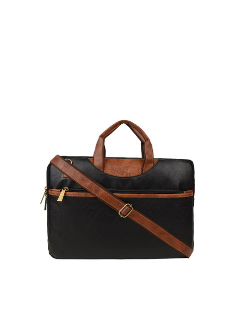 

Vivinkaa Unisex Black & Brown Textured Laptop Bag