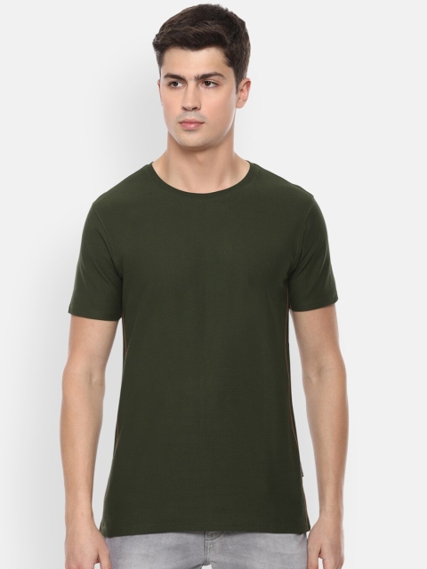 

V Dot Men Olive Green Slim Fit T-shirt