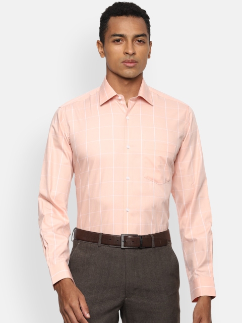 

Van Heusen Men Orange Windowpane Checks Checked Casual Shirt