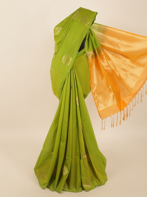 

Pothys Green & Gold-Toned Ethnic Motifs Zari Saree