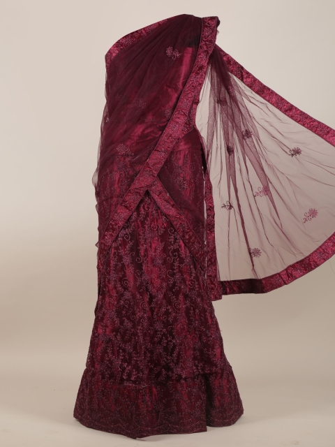 

Pothys Violet Embellished Net Half Lehenga Saree