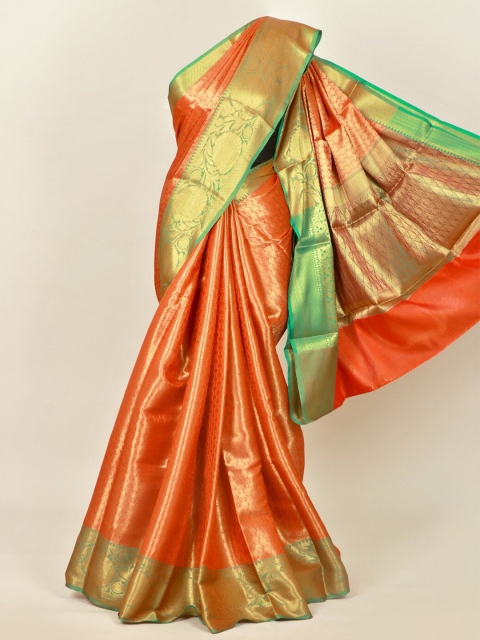 

Pothys Orange & Green Zari Art Silk Banarasi Saree