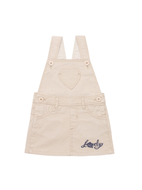 

Lil Lollipop Girls Beige-Coloured Solid Cotton Pinafore Dress