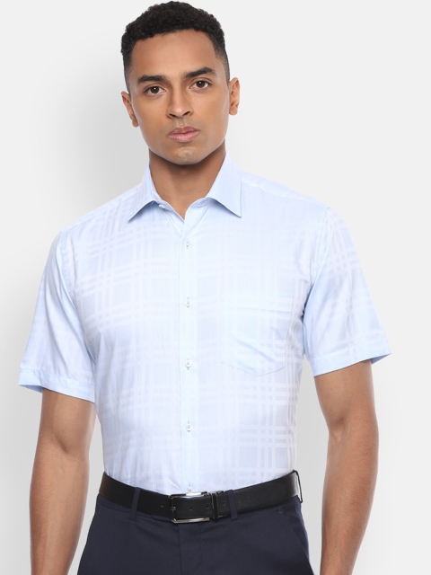 

Van Heusen Men Blue Checked Formal Shirt