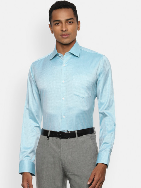 

Van Heusen Men Blue Micro Ditsy Printed Cotton Formal Shirt