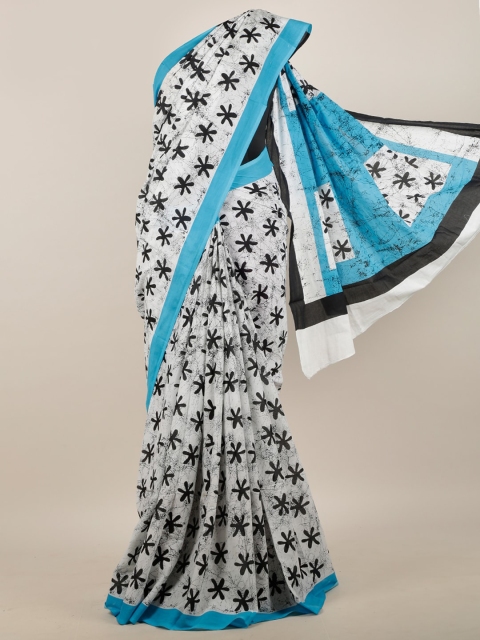 

Pothys White & Black Floral Saree