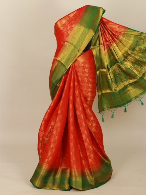

Pothys Red & Green Woven Designed Banarasi Silk Saree