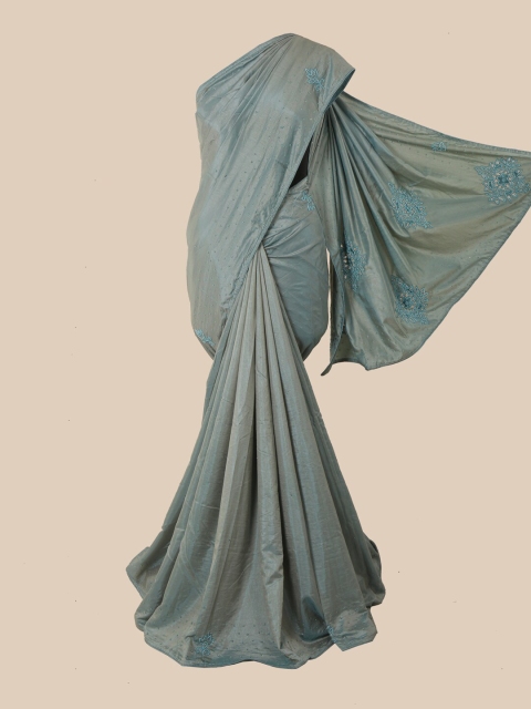

Pothys Grey Ethnic Motifs Embellished Sana Silk Saree